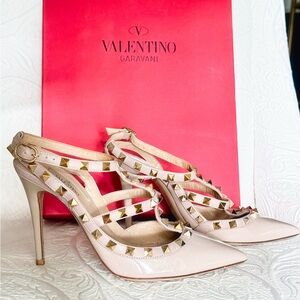 Valentino Garavani Tan Studded Heels